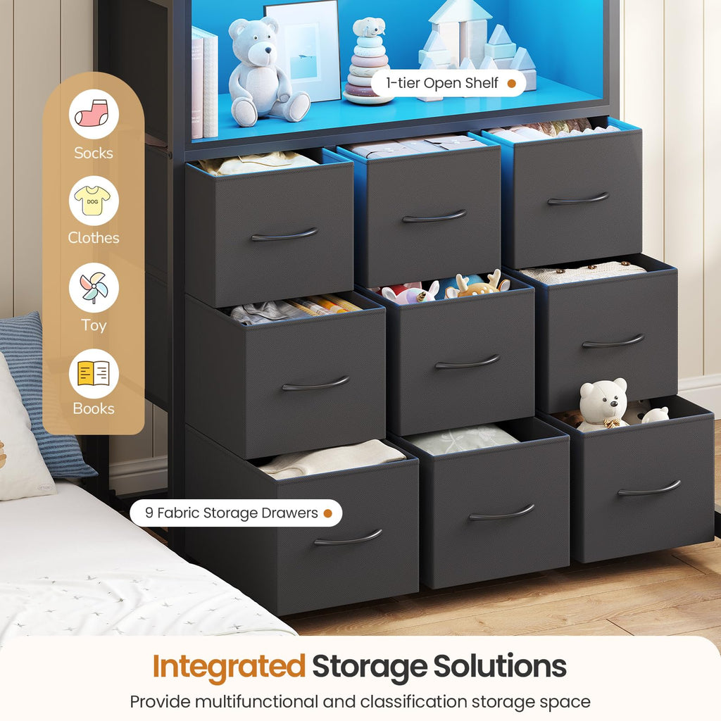 Twin Over Twin Bunk Bed with 9 Storage Drawers F890887