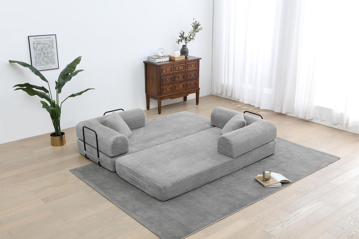 Light Gray Convertible Sleeper Sofa Q485585