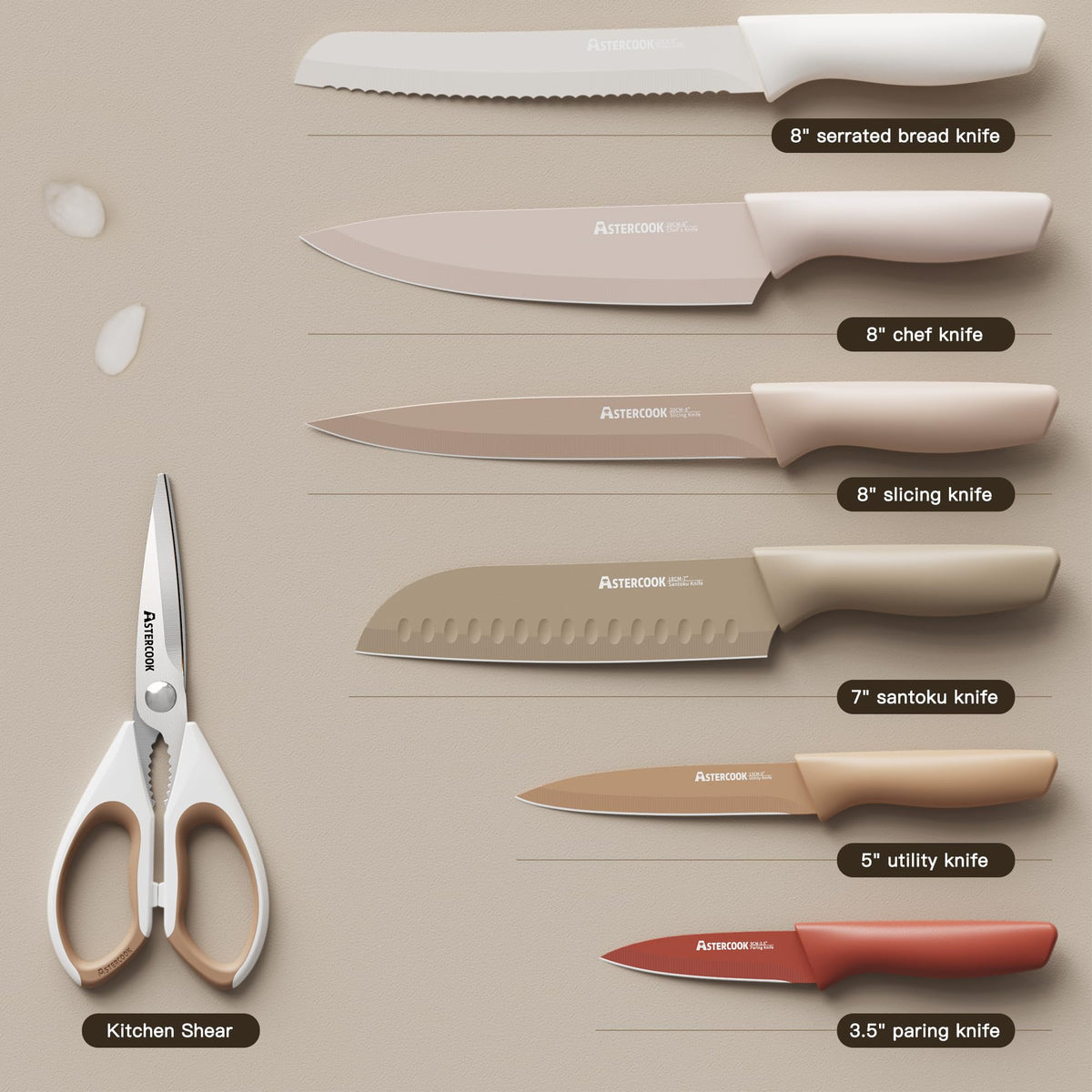 13 Piece Stainless Steel Kitchen Knife Set with Blade Guards I947571