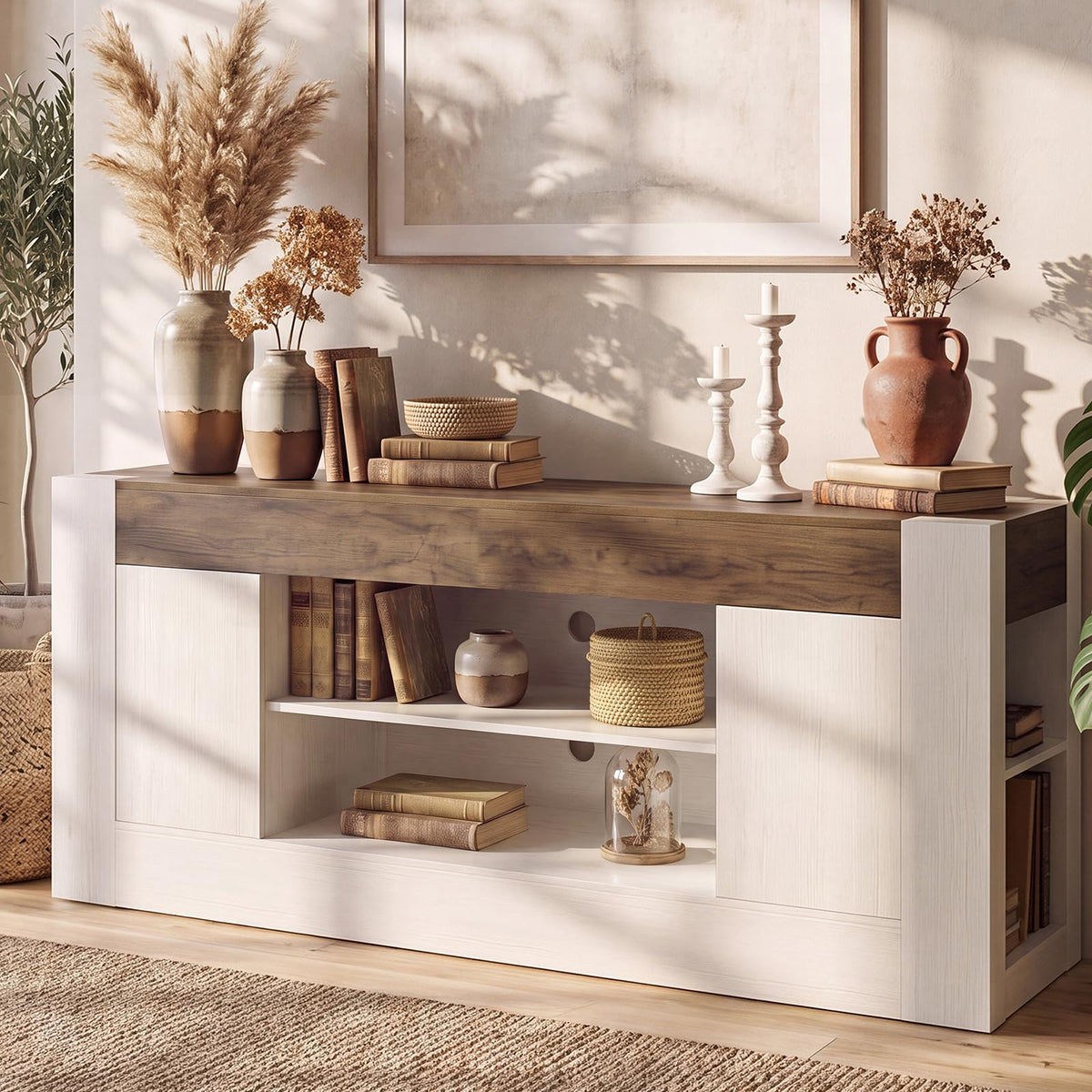 White TV Stand with Storage P162287