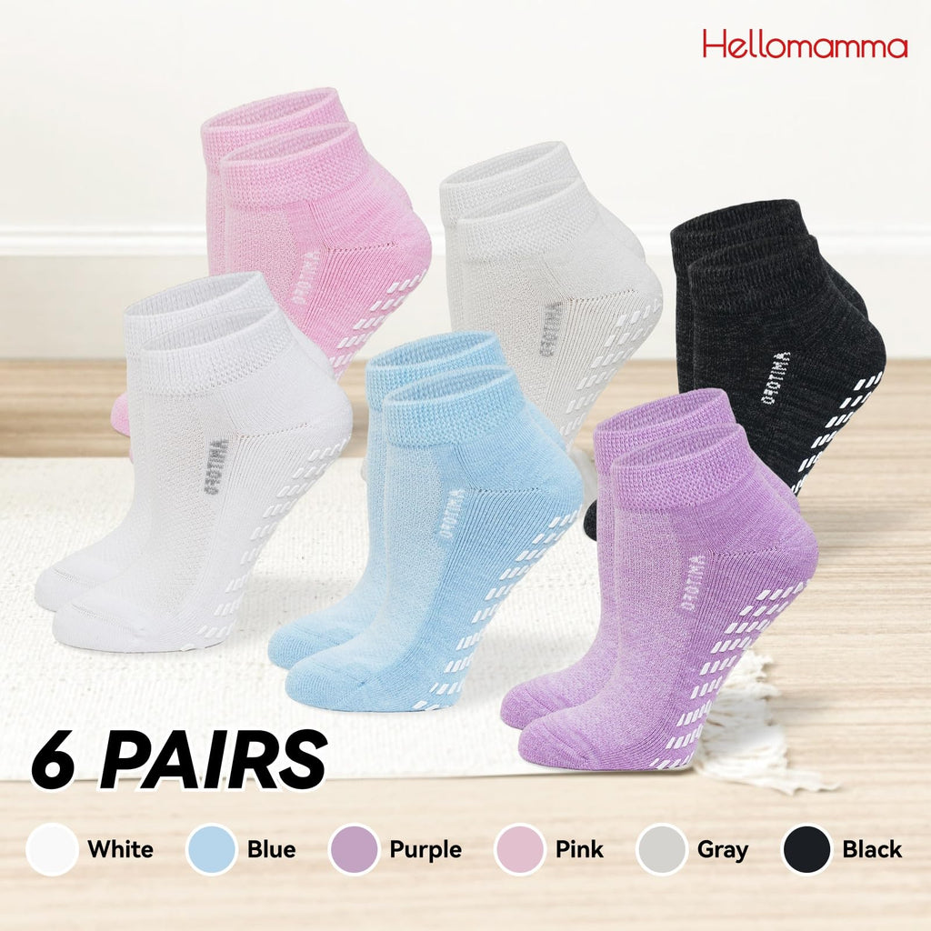 Diabetic Non-Slip Wide Cuff Bamboo Viscose Ankle Socks 6 pairs P28929