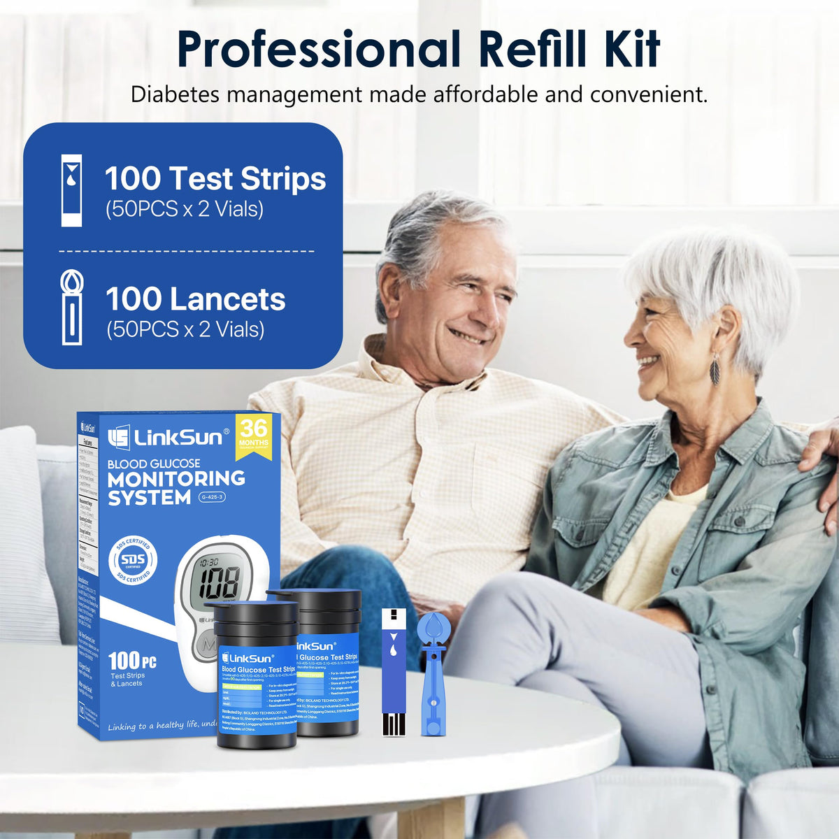 Glucose Monitor Kit, 100 Strips & Lancets F20780