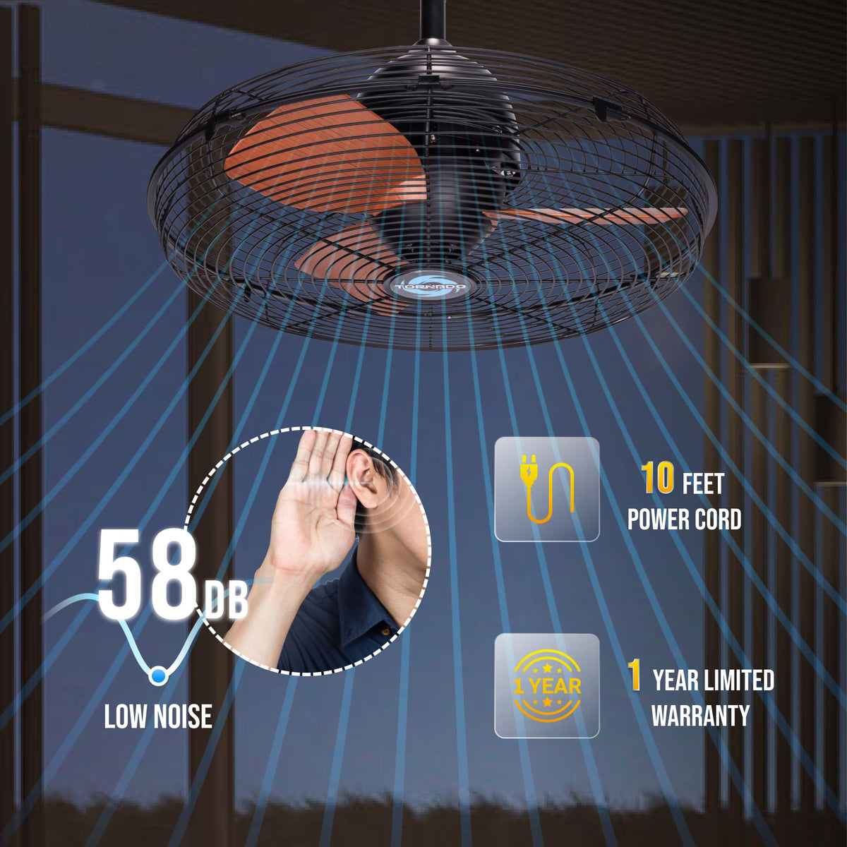 20-Inch Outdoor Ceiling Fan with Remote Control B556