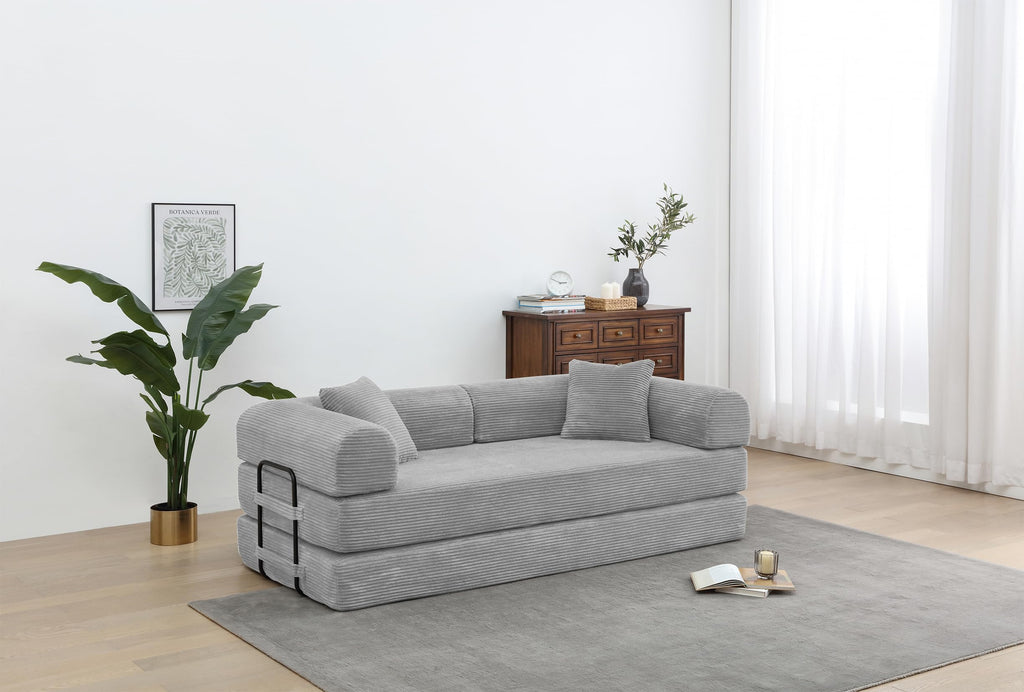 Light Gray Convertible Sleeper Sofa Q485585