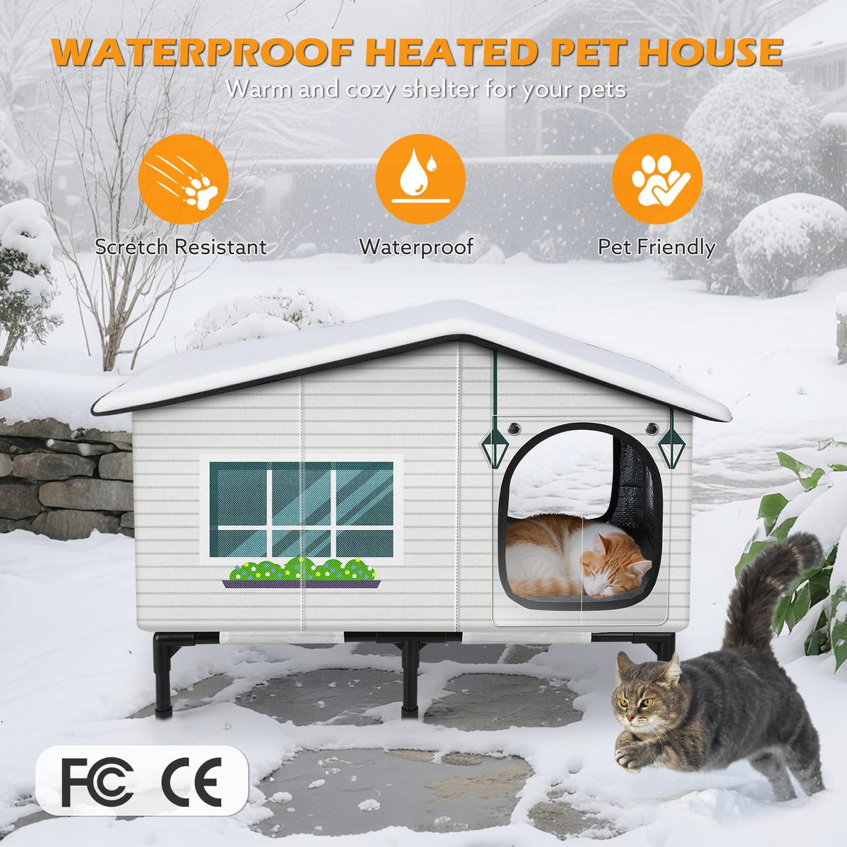 Weatherproof Heated Insulated Cat House Z41550