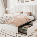 White Velvet Queen Size Storage Bed Frame with 4 Underbed Drawers F4220