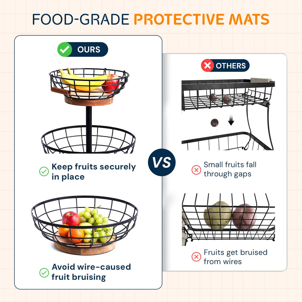 2 Tier Metal Fruit Basket with Banana Hanger K676