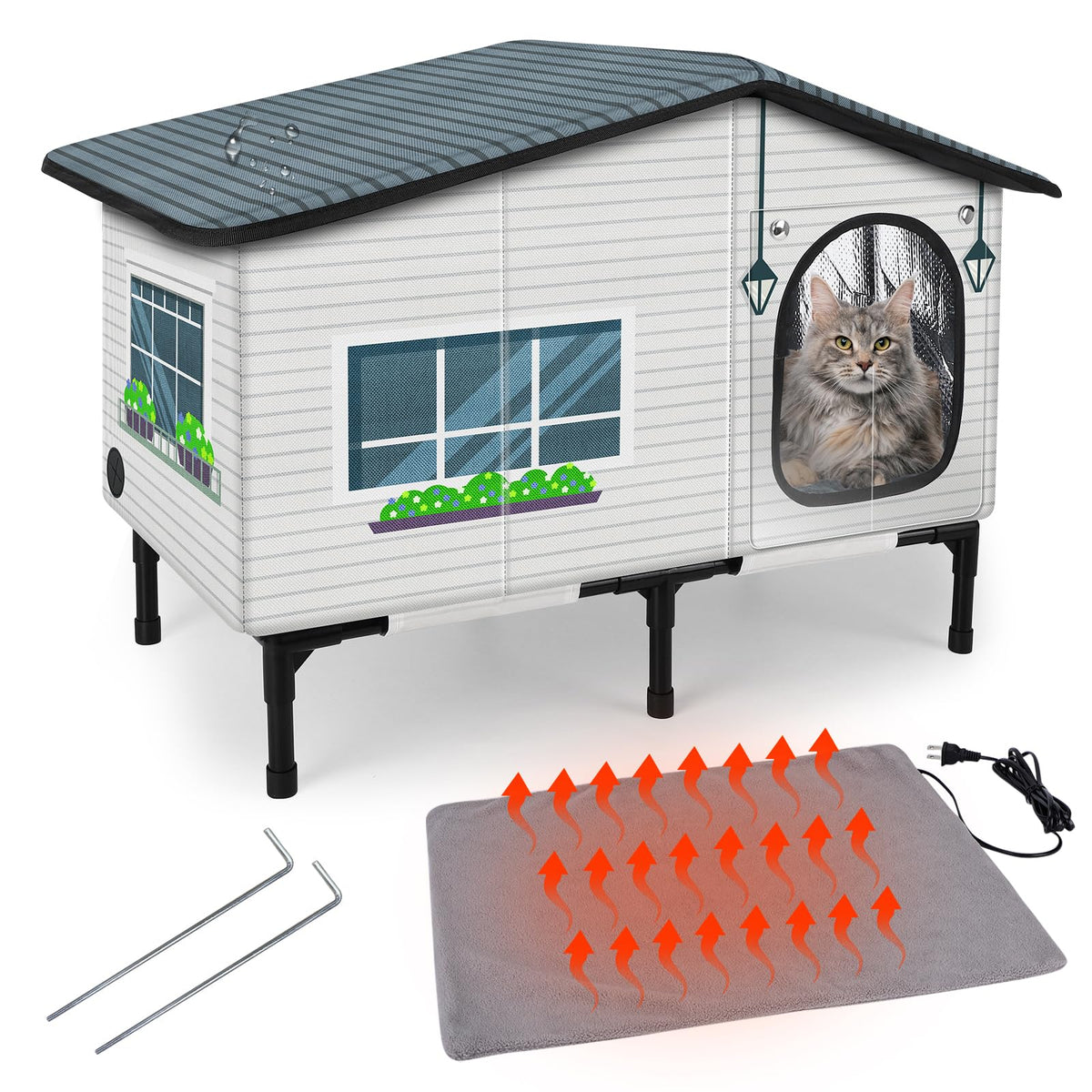 Weatherproof Heated Insulated Cat House Z41550