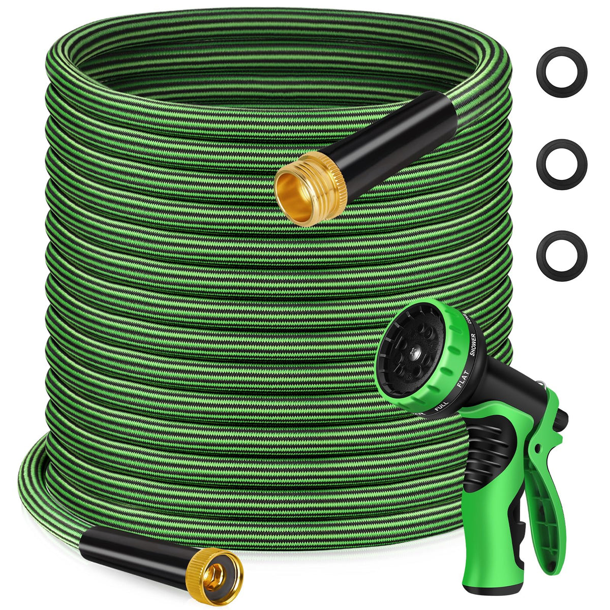 100FT Non-Expandable Kink-Free Garden Hose with Spray Nozzle I2639