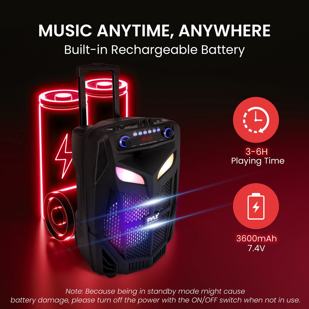 Portable Bluetooth PA Speaker System 600W 10” with 2 Wireless Microphones Q902