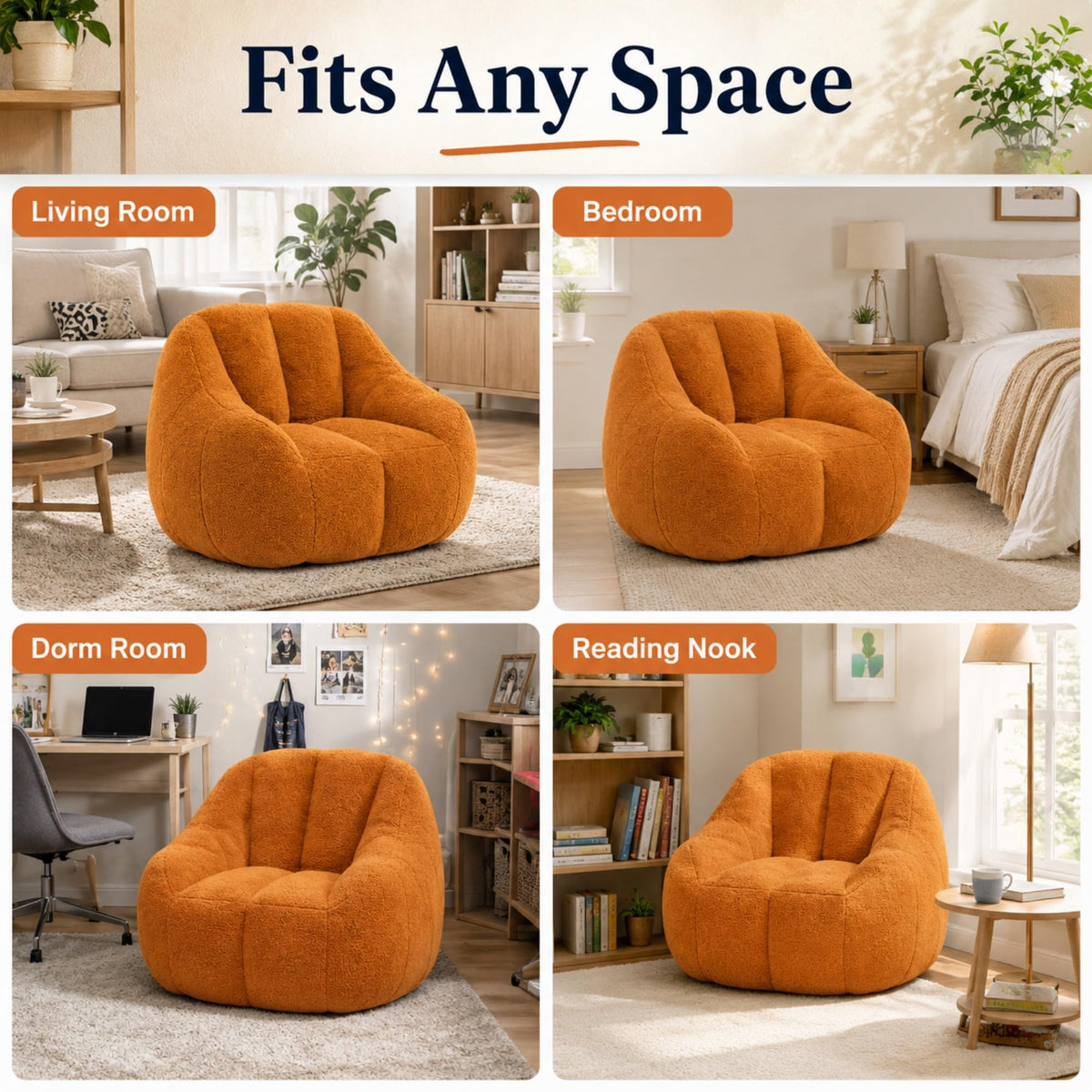 Yellow Memory Foam Bean Bag Chair A79675