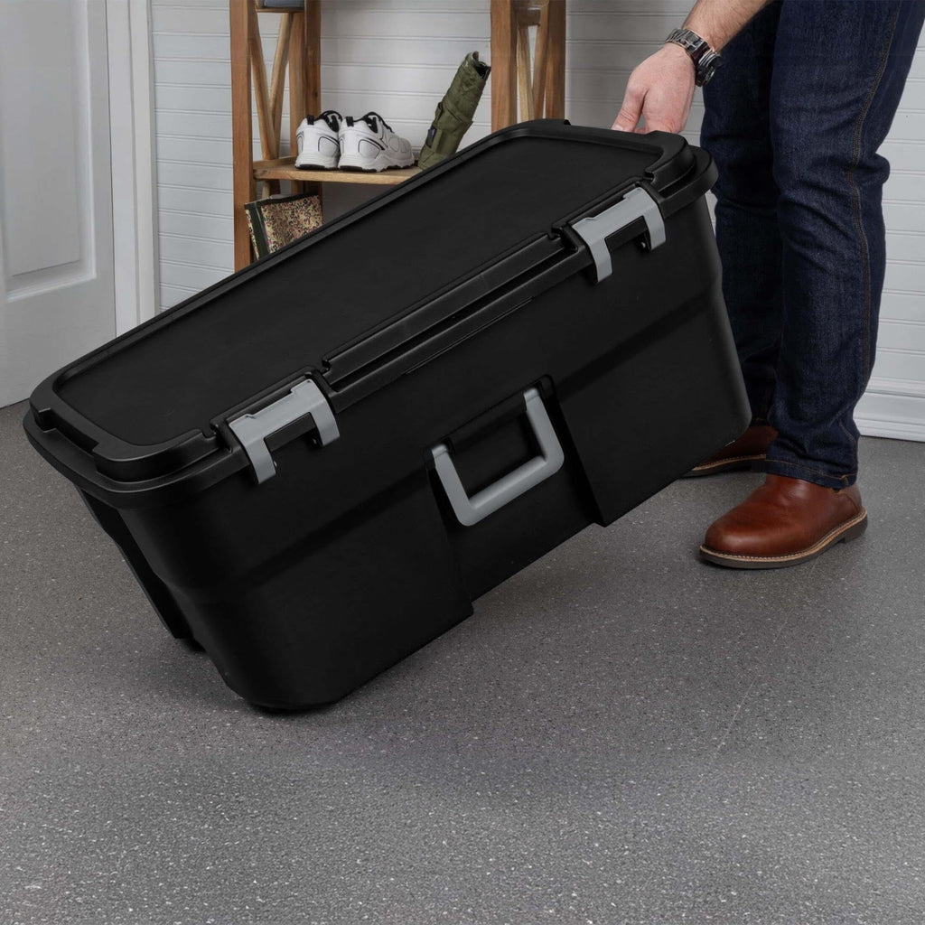 22 Gallon Black Wheeled Plastic Storage Trunk S588487