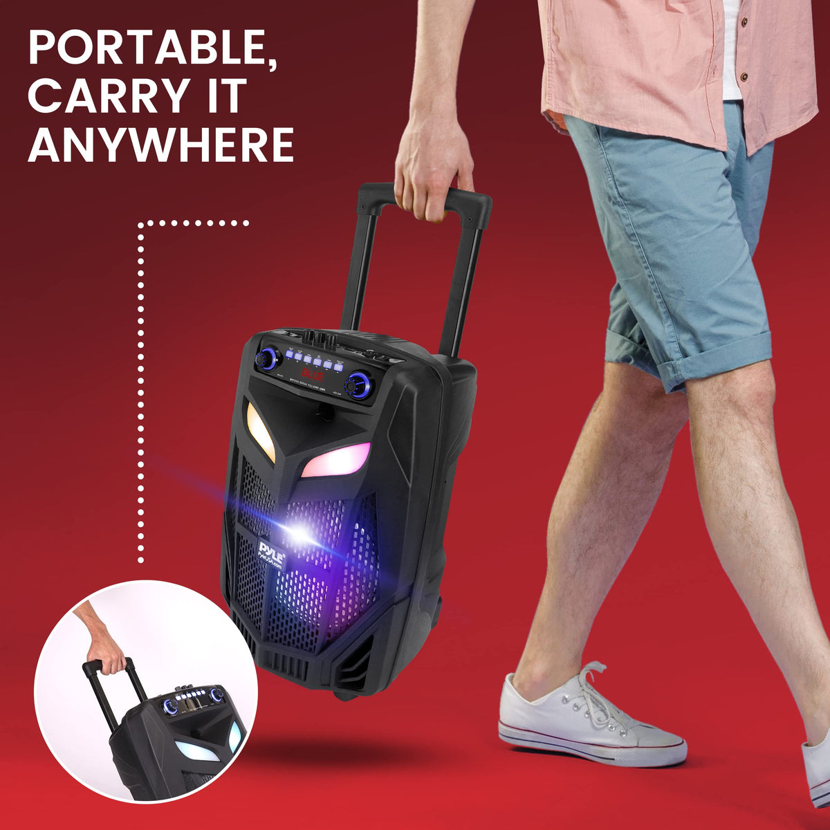 Portable Bluetooth PA Speaker System 600W 10” with 2 Wireless Microphones Q902