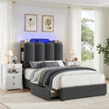 Twin Upholstered Platform Bed Frame with Storage Headboard Z208614