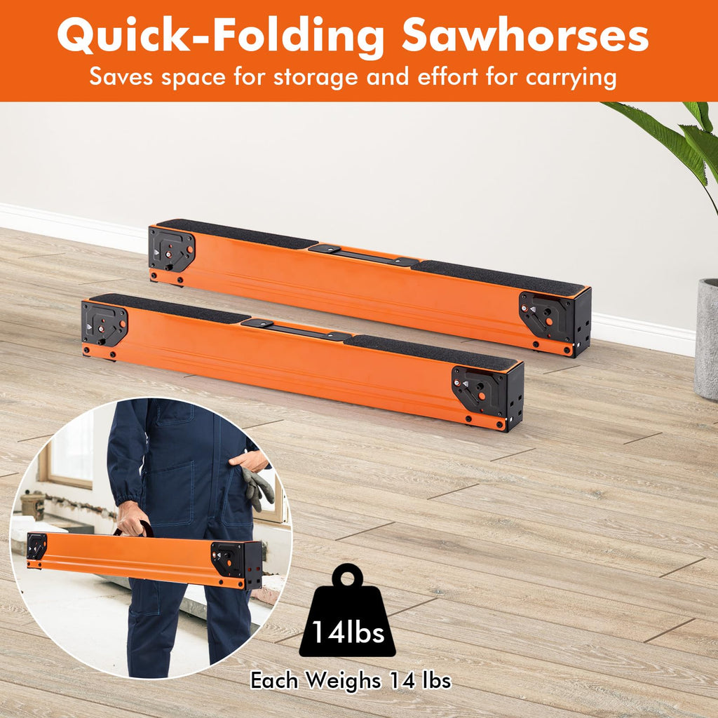 Heavy Duty Steel Folding Saw Horses 2 Pack 2200 LBS Capacity I14433