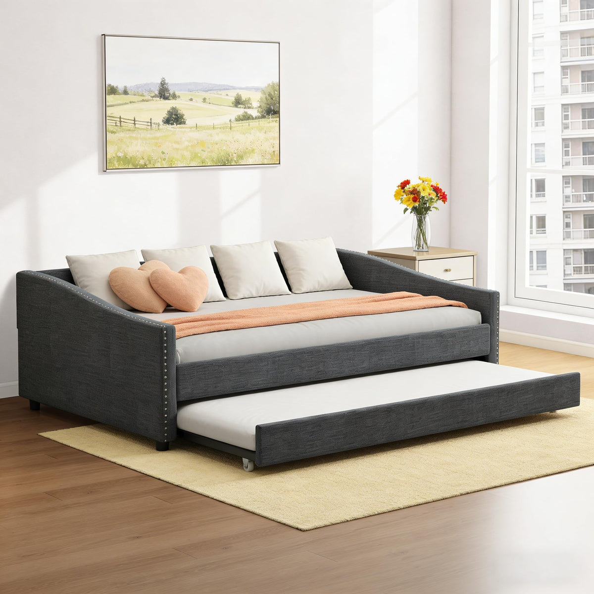 Full Size Upholstered Daybed with Trundle N32302
