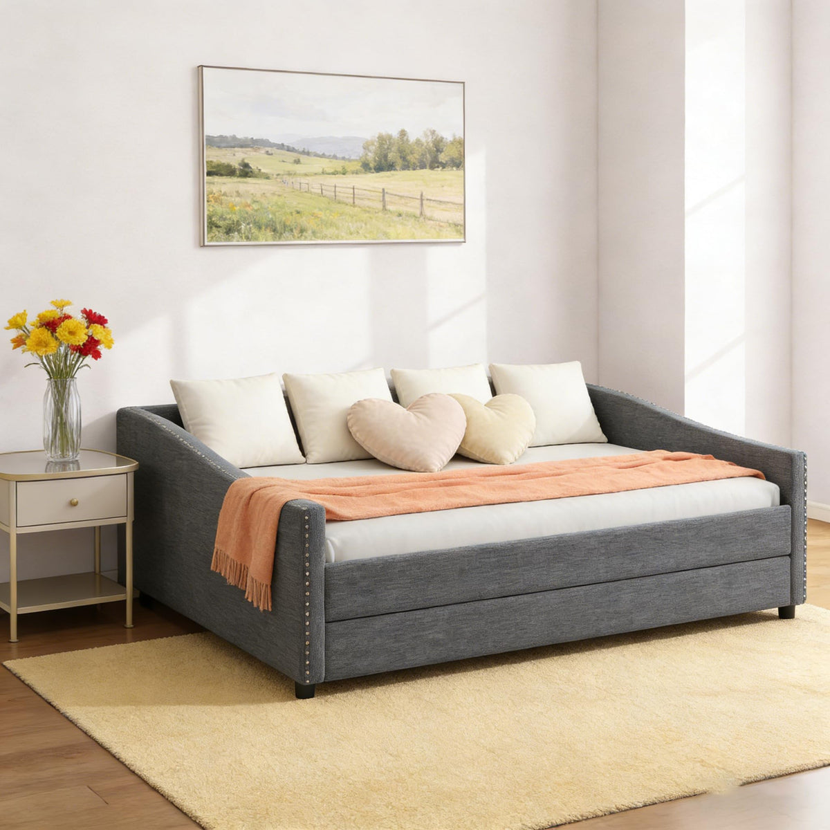 Full Size Upholstered Daybed with Trundle N32302