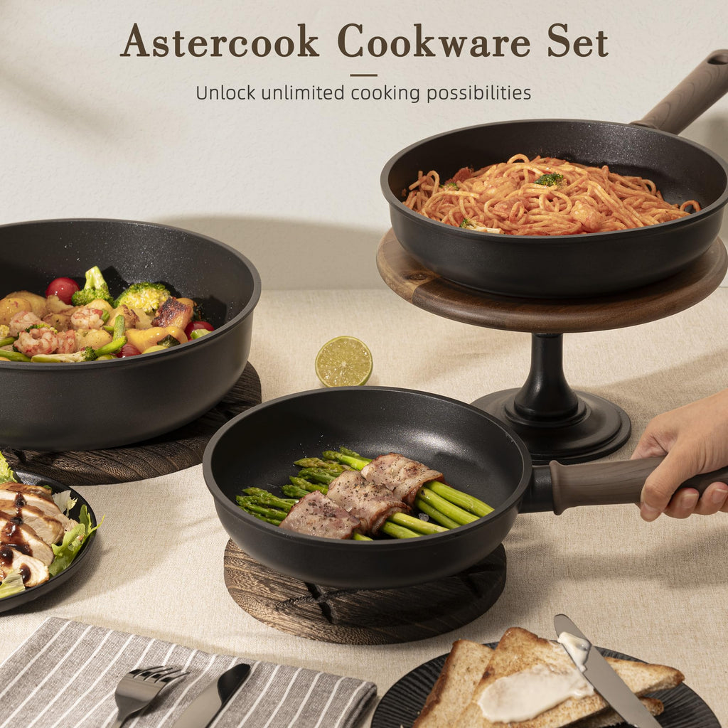 19 Pcs Non Stick Black Titanium Cookware Set G885