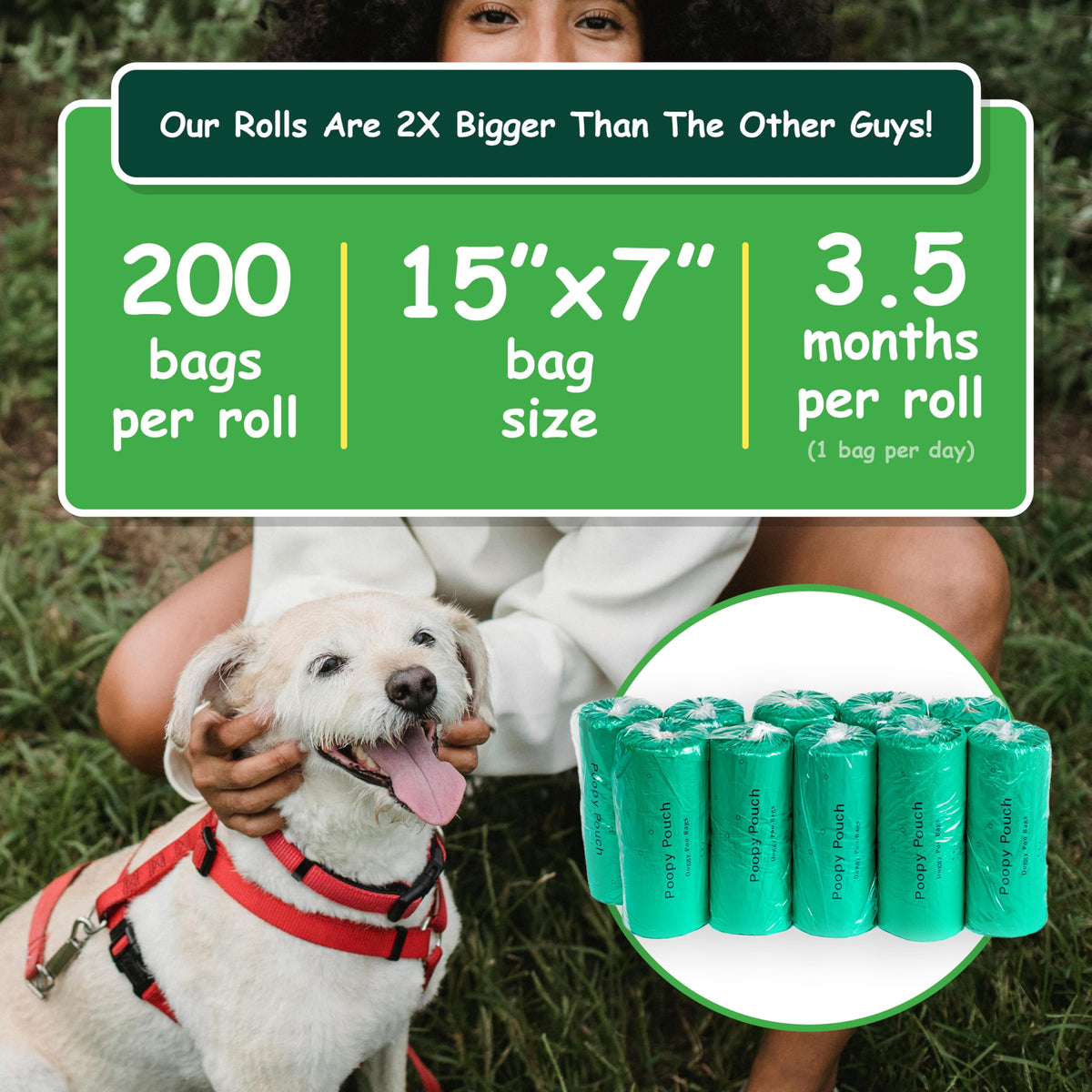 Lemon-Scented Tie-Handle Dog Poop Bags 2,000pcs V7913