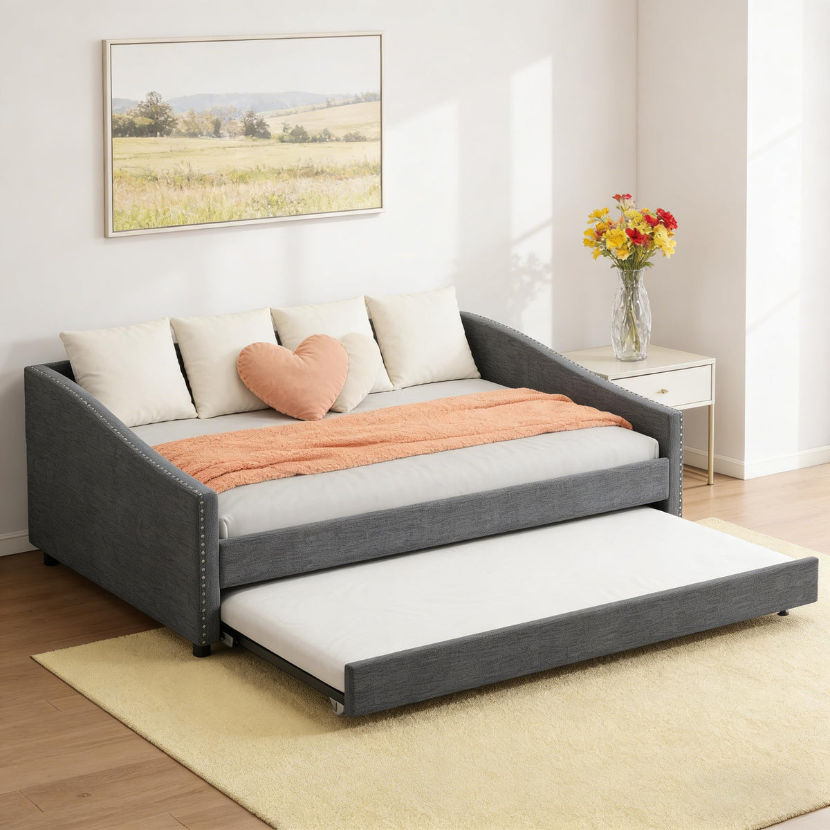 Full Size Upholstered Daybed with Trundle N32302