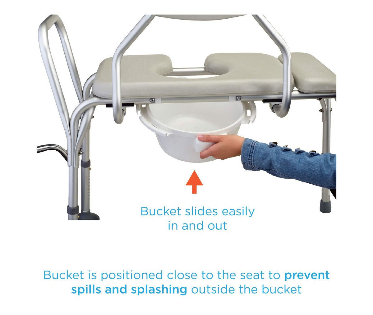 Padded Transfer Bench with Commode, Adjustable Aluminum F1421