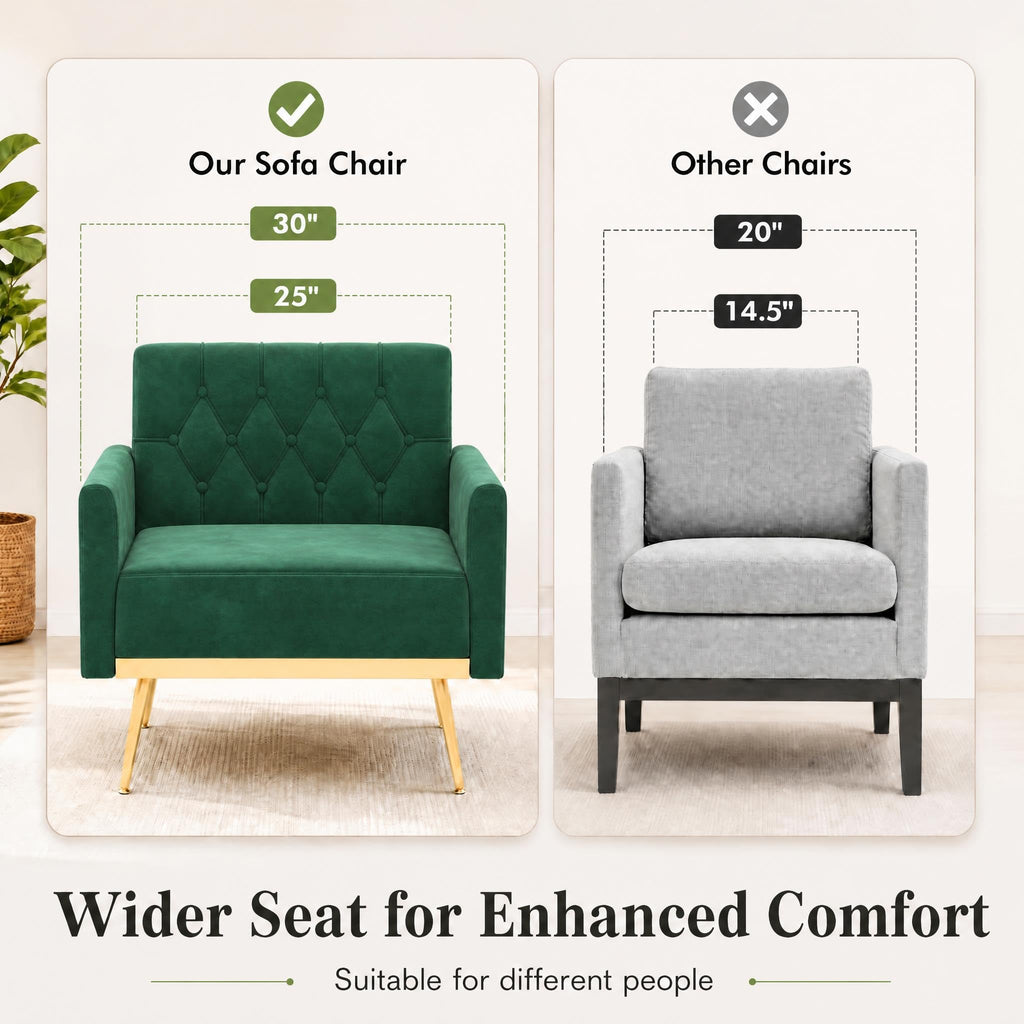 Green Velvet Accent Chairs Set of 2 T142