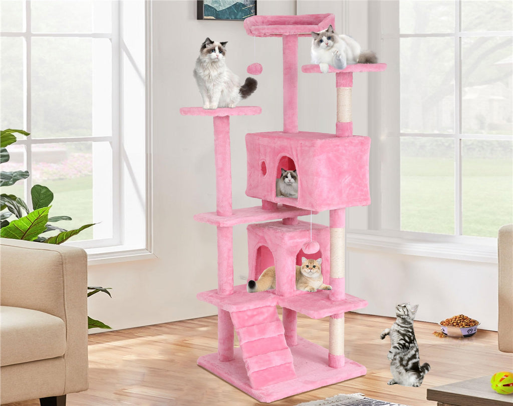 70-inch Pink Multi-Level Cat Tower & Cat Condo with Scratching Post Z918498