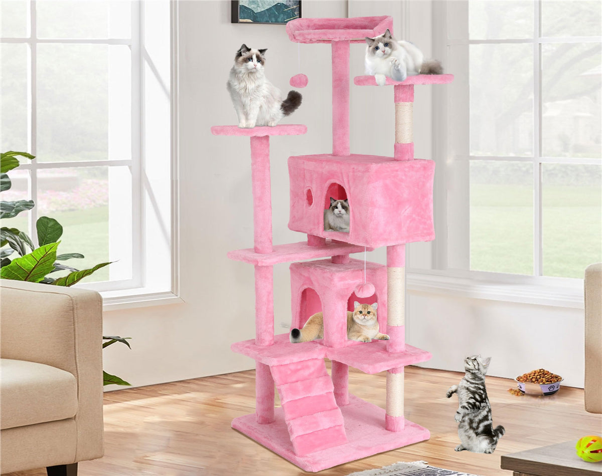 70-inch Pink Multi-Level Cat Tower & Cat Condo with Scratching Post Z918498