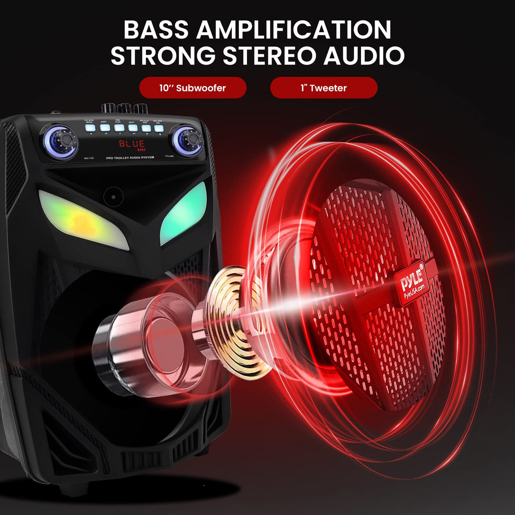 Portable Bluetooth PA Speaker System 600W 10” with 2 Wireless Microphones Q902