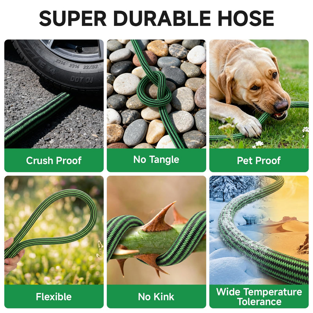 100FT Non-Expandable Kink-Free Garden Hose with Spray Nozzle I2639