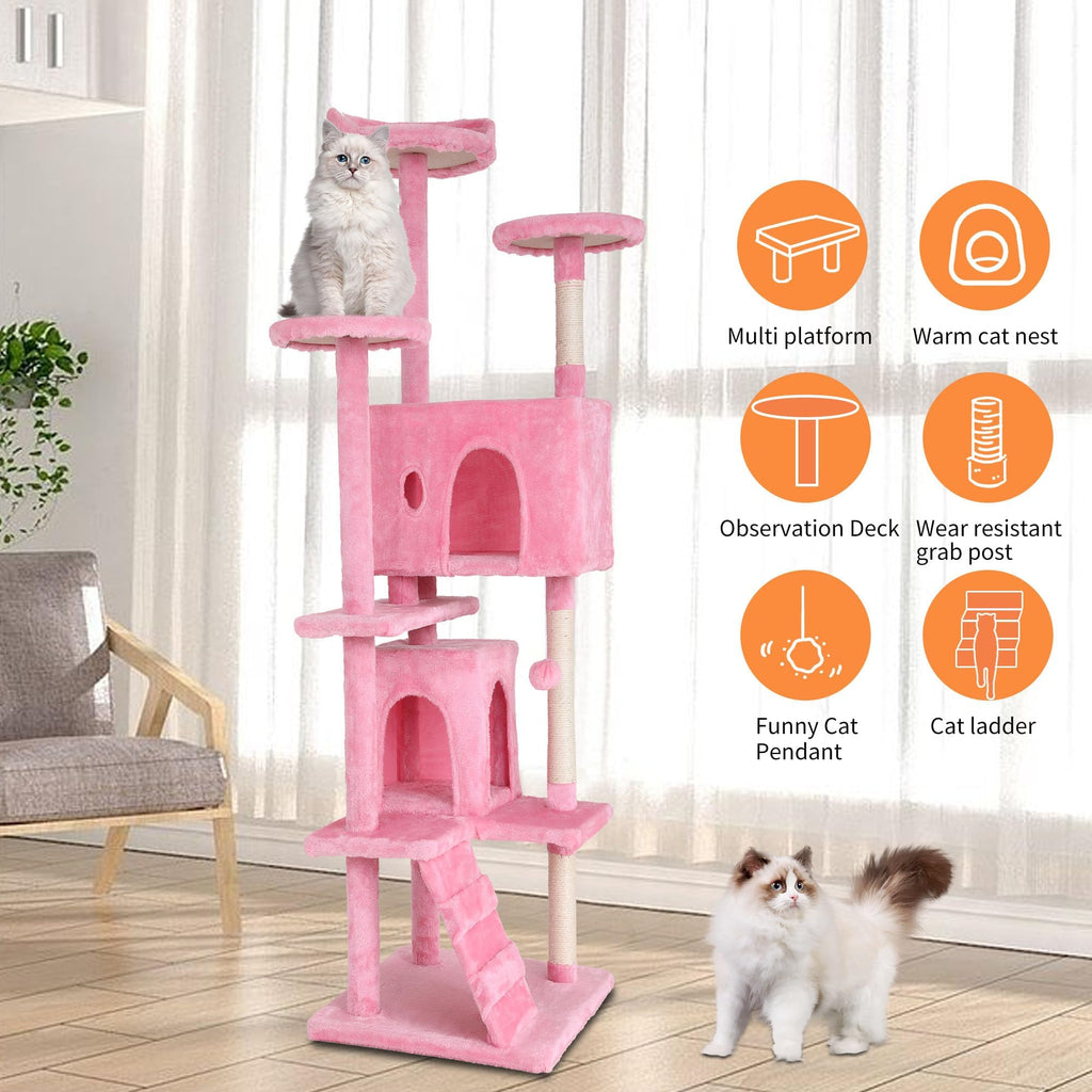 70-inch Pink Multi-Level Cat Tower & Cat Condo with Scratching Post Z918498