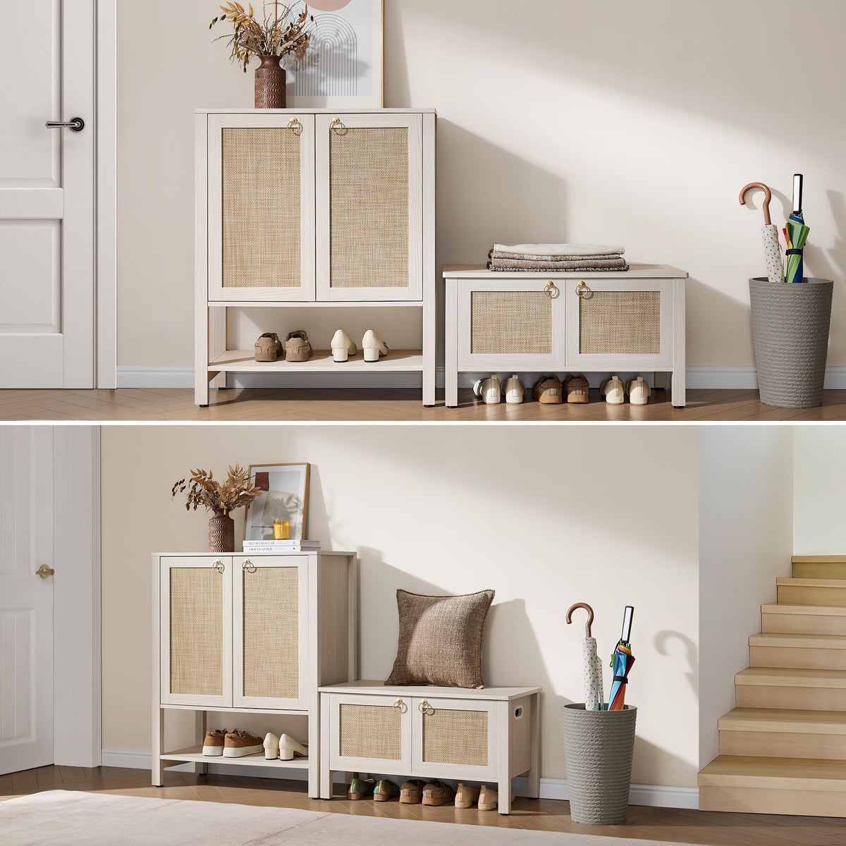 Rattan Storage Bench with 2 Safety Hinges C898