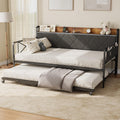 Twin Daybed with Upholstered Headboard and Trundle, Black P16610