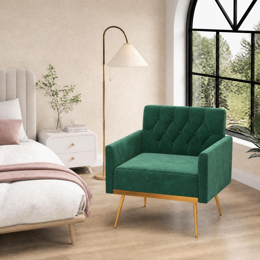 Green Velvet Accent Chairs Set of 2 T142
