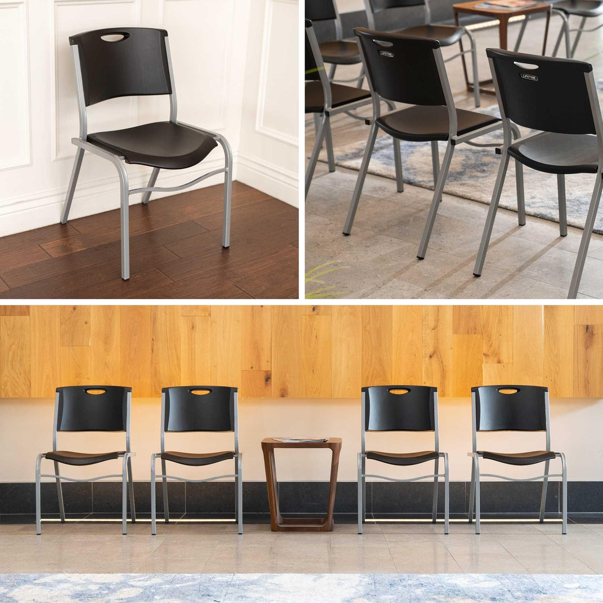 Black Stacking Chair 4 Pack Y911