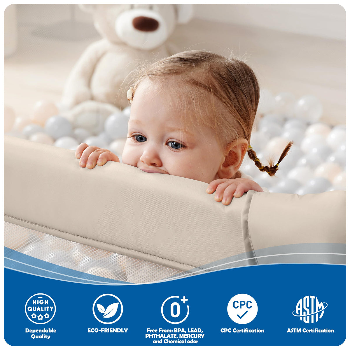 Light Khaki Foldable Baby Playpen J624767