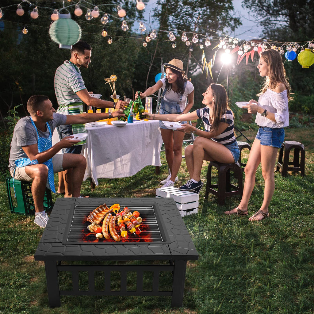 32” Metal Square Wood Burning Fire Pit W32396