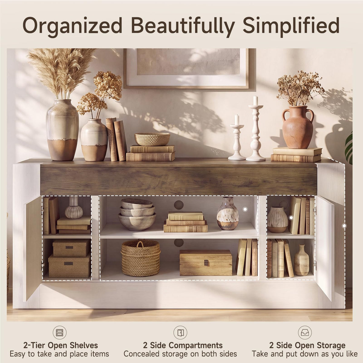 White TV Stand with Storage P162287