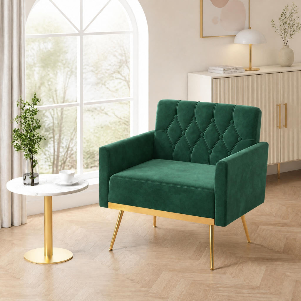 Green Velvet Accent Chairs Set of 2 T142