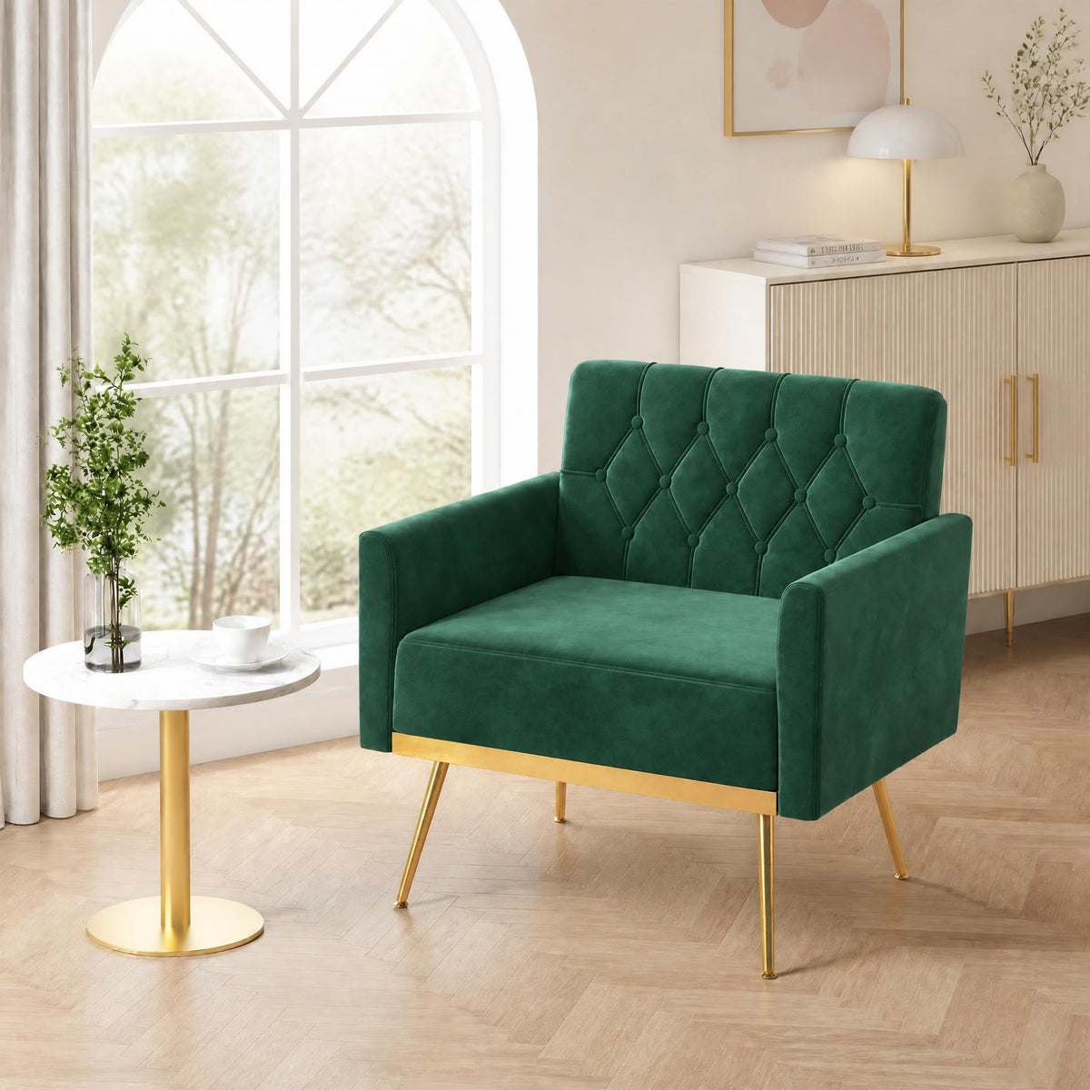 Green Velvet Accent Chairs Set of 2 T142