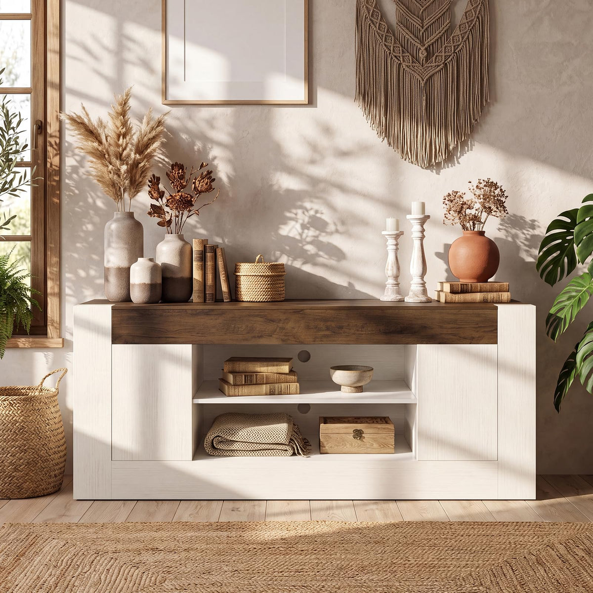 White TV Stand with Storage P162287
