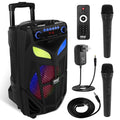 Portable Bluetooth PA Speaker System 600W 10” with 2 Wireless Microphones Q902