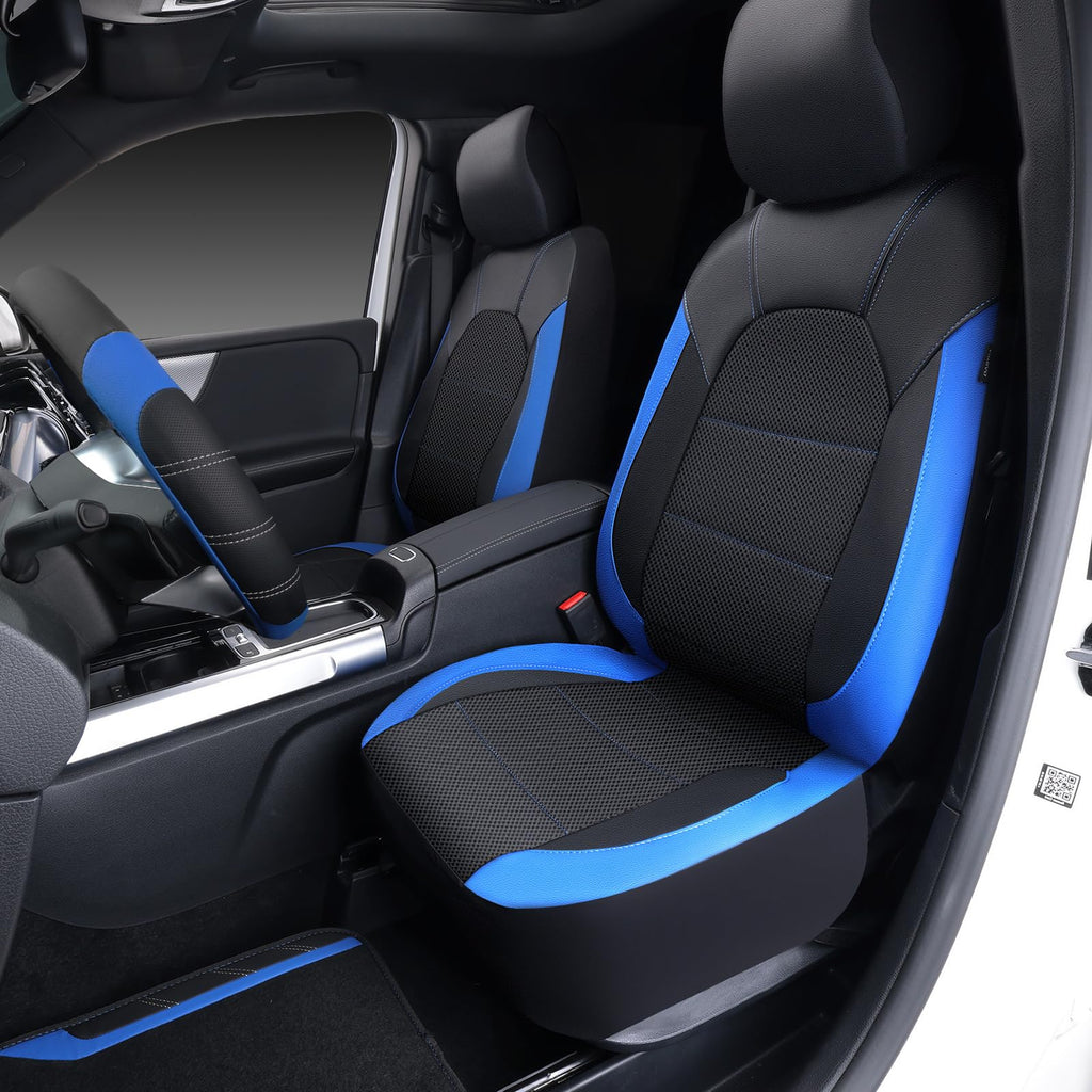 Air Mesh Leather Car Seat Covers Full Set, Waterproof Car Floor Mats, Steering Wheel Cover R973011