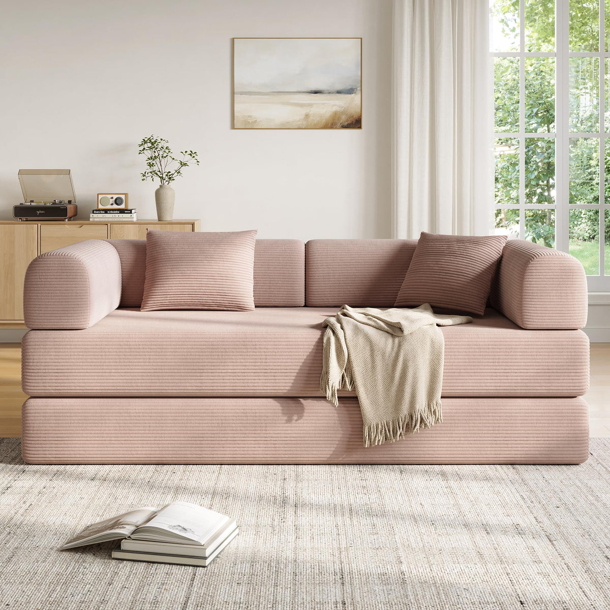 79in Boneless Convertible Futon Sofa Bed Queen W739420