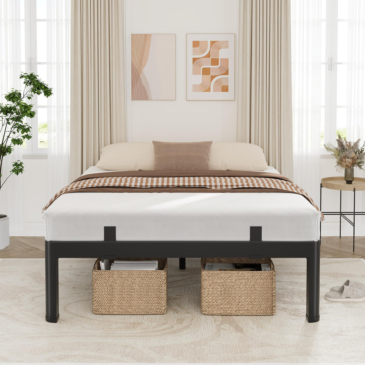 18 Inch Metal King Bed Frame with Steel Support V324