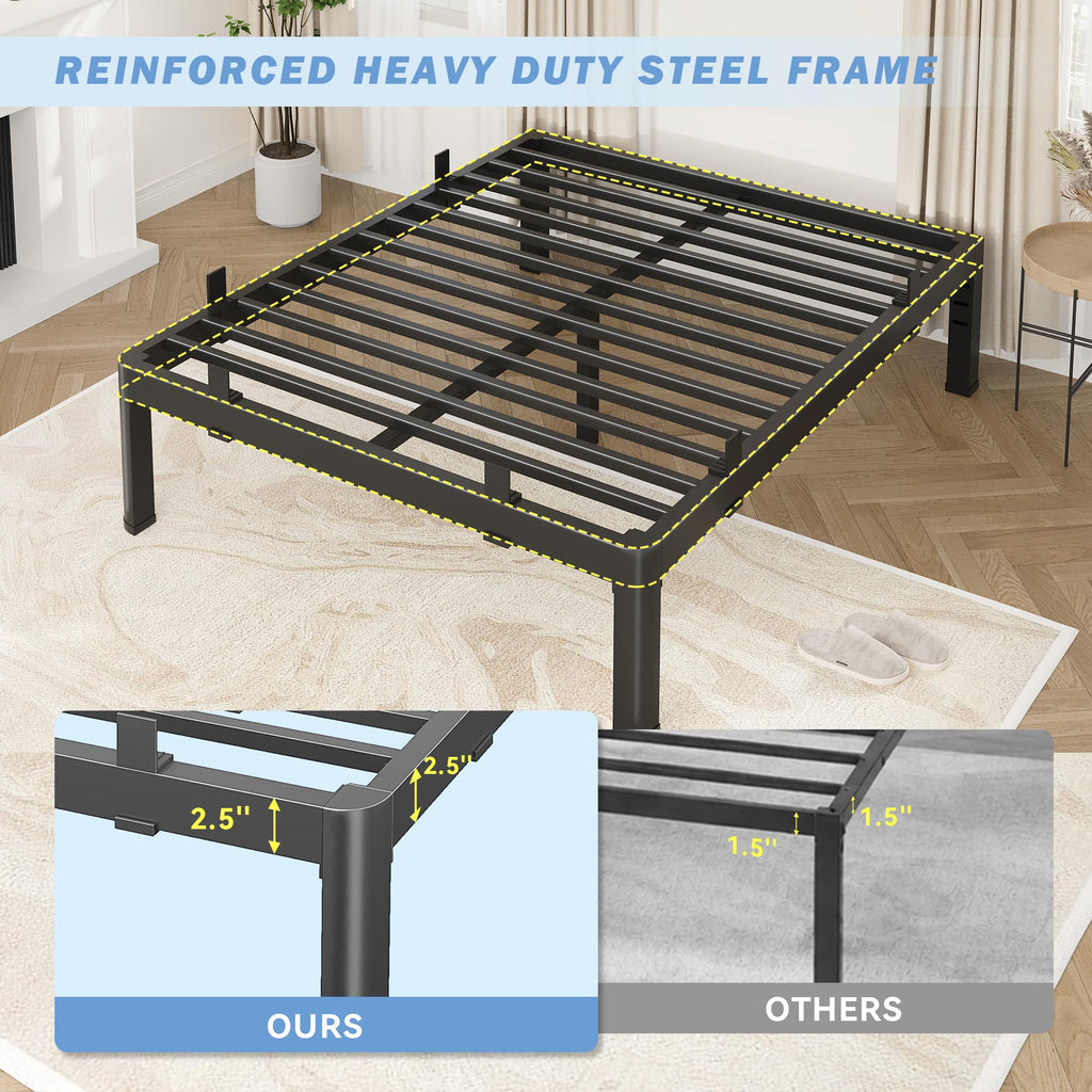 18 Inch Metal King Bed Frame with Steel Support V324