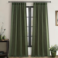 Dark Green 96 Inches Long Thick Linen 2 Panels Set Curtains R9873