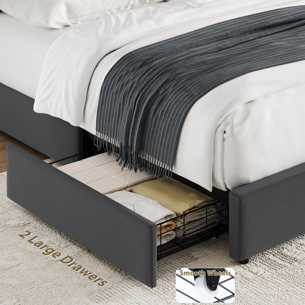 Twin Upholstered Platform Bed Frame with Storage Headboard Z208614