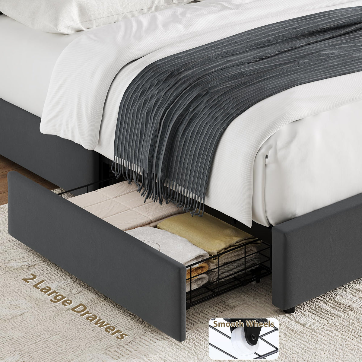 Twin Upholstered Platform Bed Frame with Storage Headboard Z208614