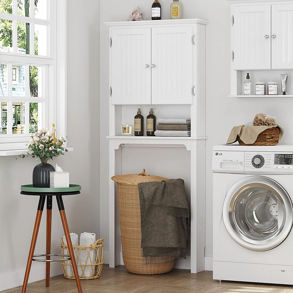 White Bathroom Storage Cabinet with Doors Q500901